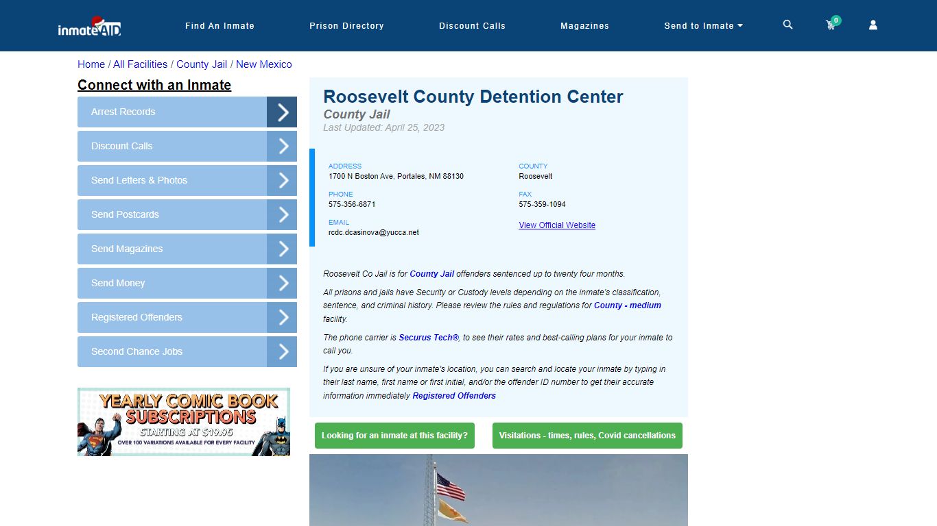 Roosevelt County Detention Center - Inmate Locator - Portales, NM