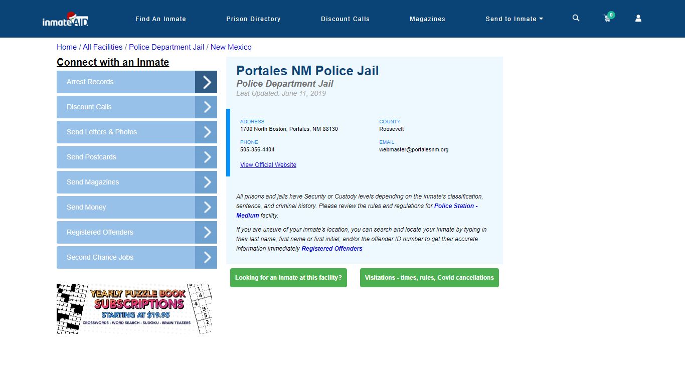 Portales NM Police Jail & Inmate Search - Portales, NM