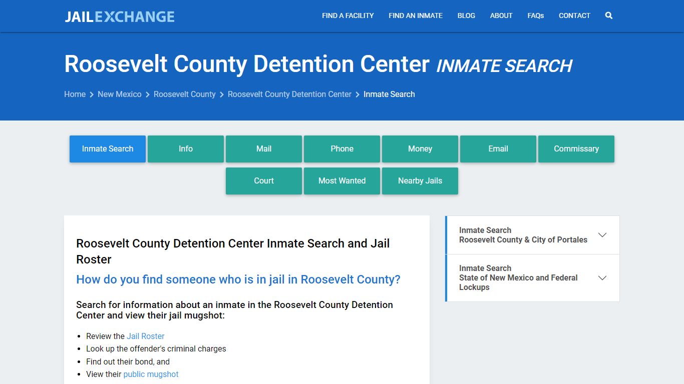 Roosevelt County Detention Center Inmate Search - Jail Exchange